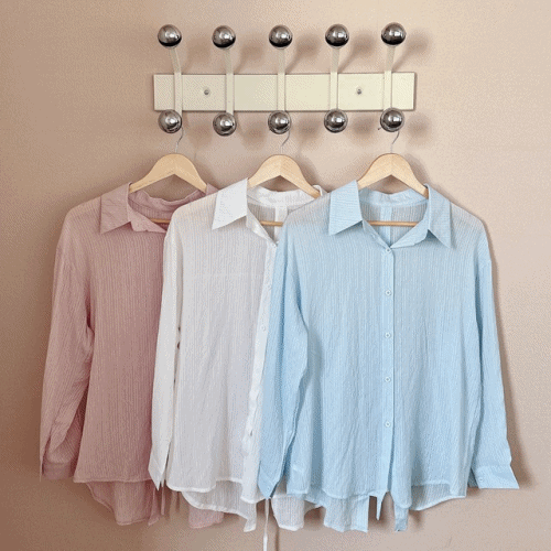 [당일출고] 여리여리 루즈핏 시스루 커버업 셔츠